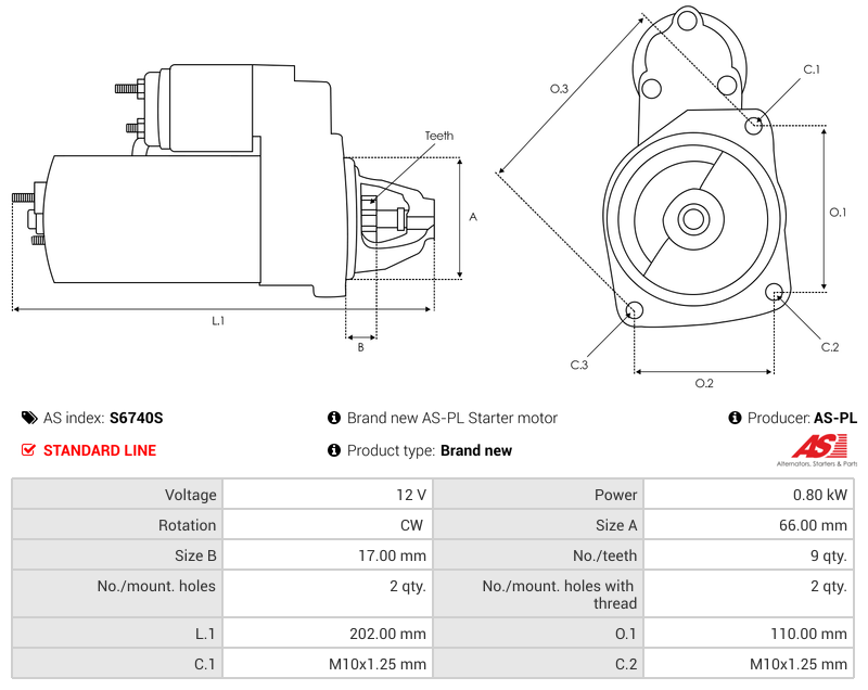 Brand new AS-PL Starter motor