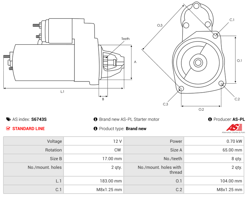 Brand new AS-PL Starter motor