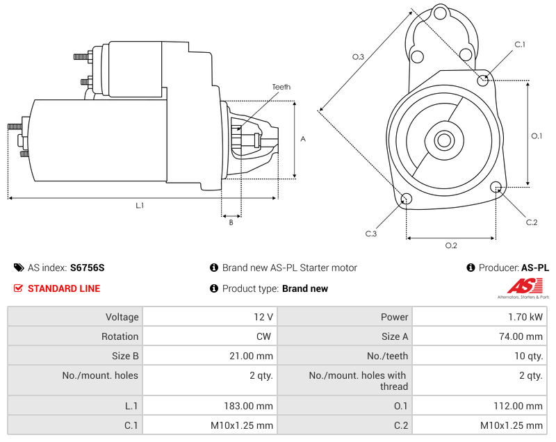 Brand new AS-PL Starter motor