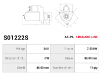 AS-PL Startmotor S01222S