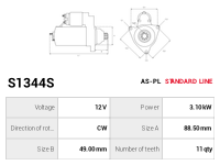 AS-PL Startmotor S1344S