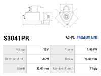 AS-PL Startmotor S3041PR