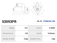 AS-PL Startmotor S3093PR