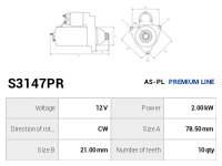 AS-PL Startmotor S3147PR