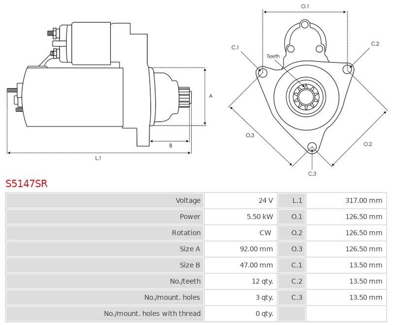 Remanufactured AS-PL Starter motor