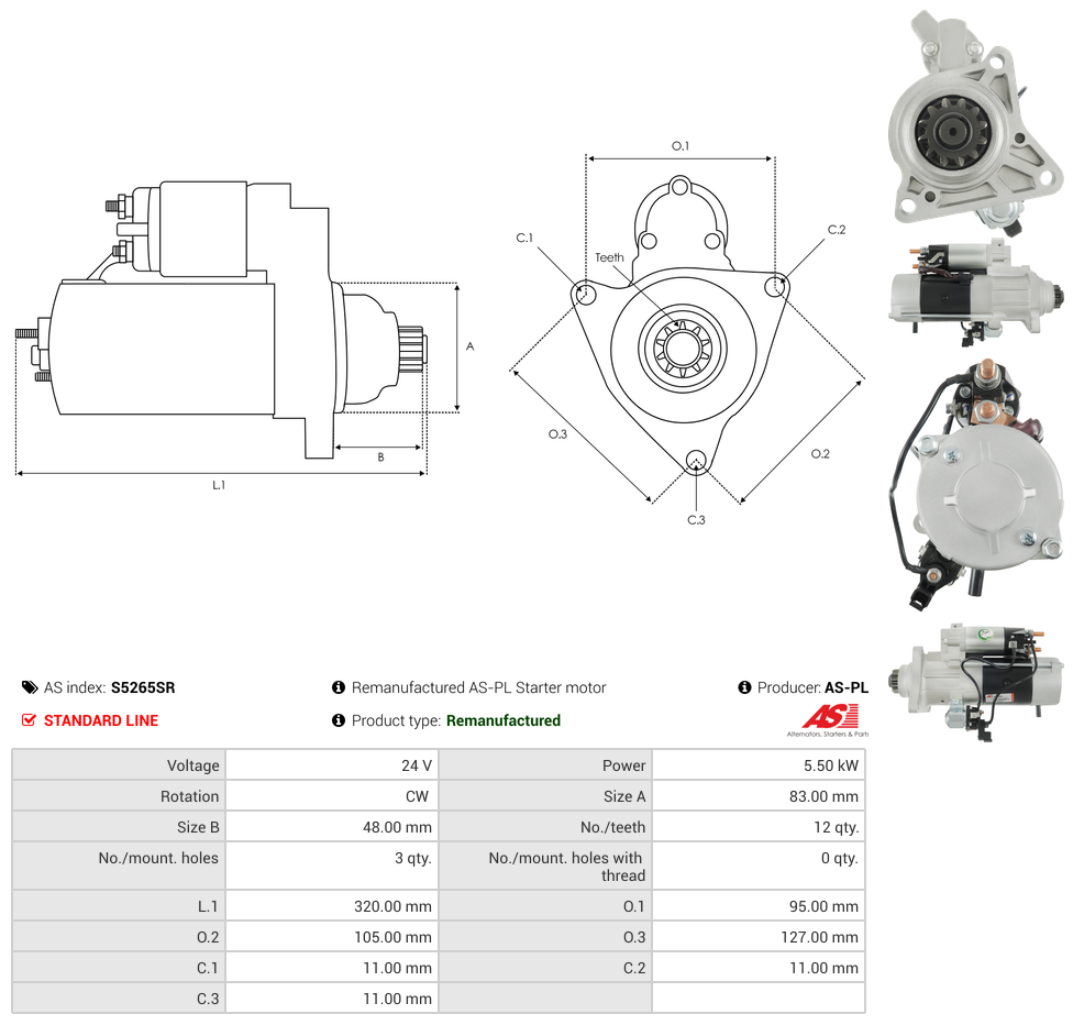 Remanufactured AS-PL Starter motor
