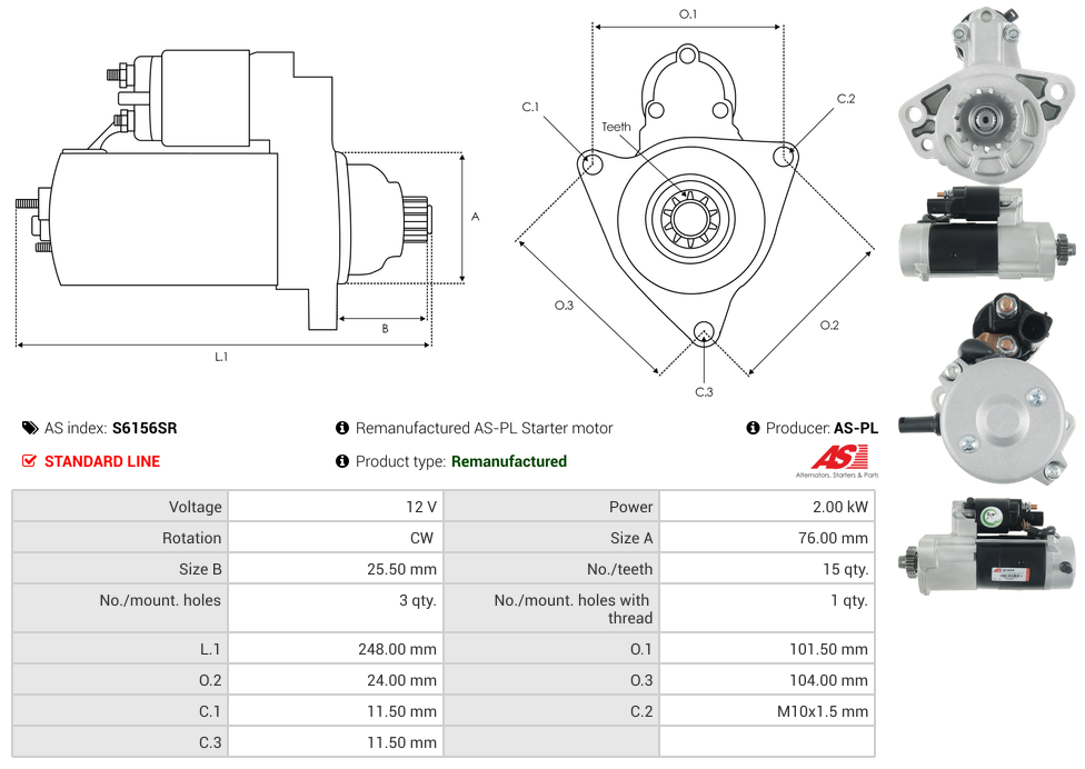 Remanufactured AS-PL Starter motor