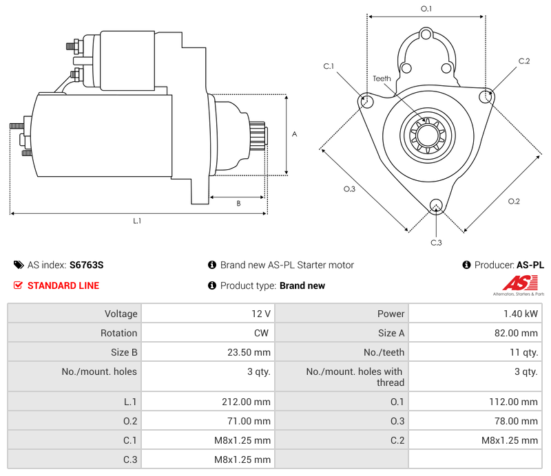 Brand new AS-PL Starter motor