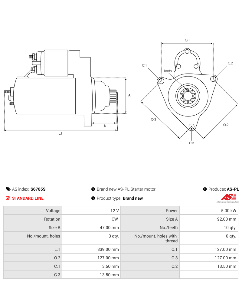 Brand new AS-PL Starter motor