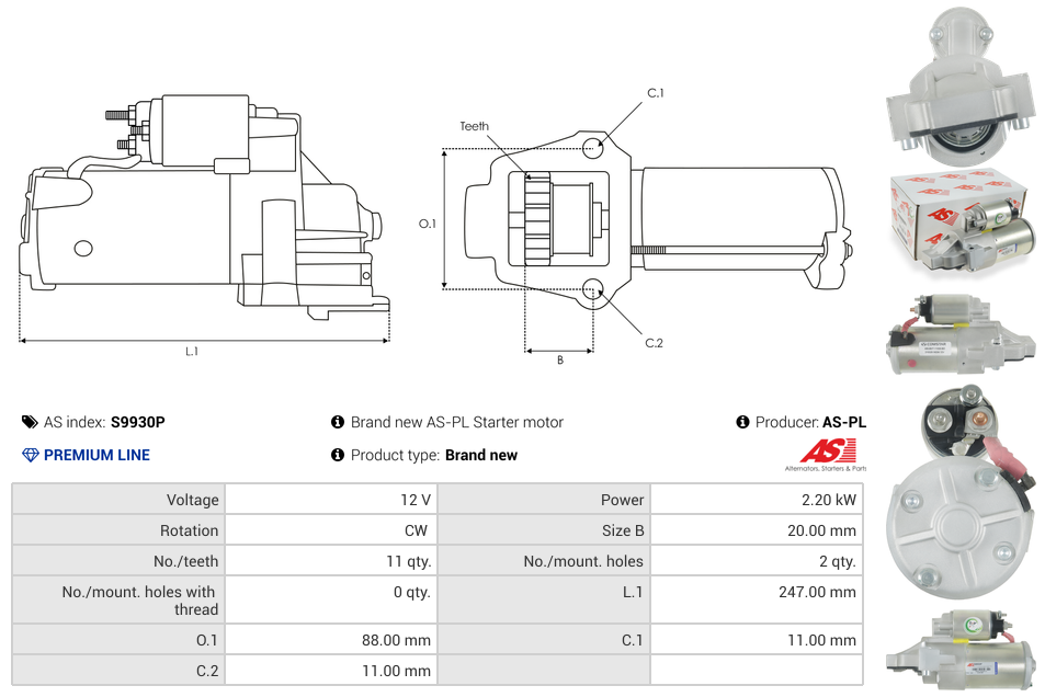 Brand new AS-PL Starter motor