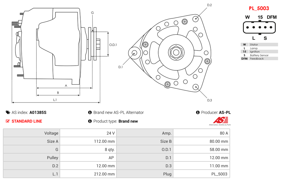 Brand new AS-PL Alternator