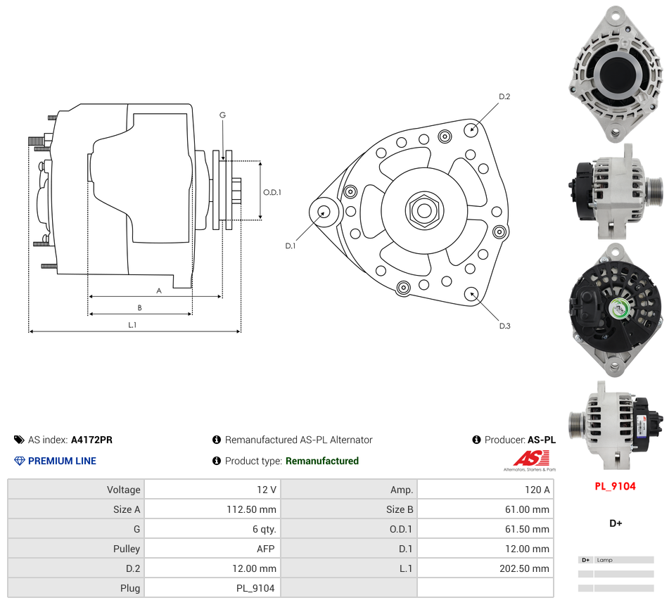 Remanufactured AS-PL Alternator