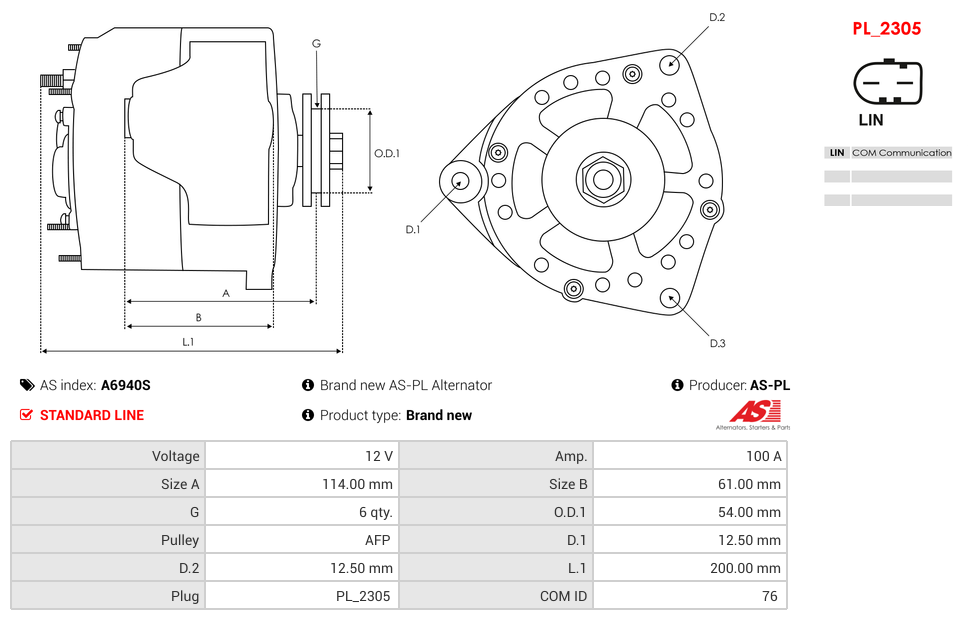 Brand new AS-PL Alternator
