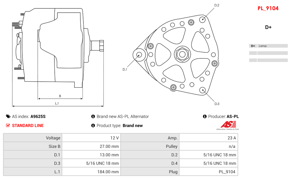 Brand new AS-PL Alternator