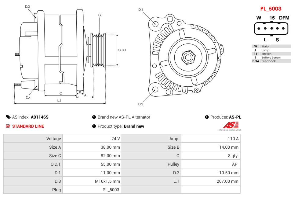 Brand new AS-PL Alternator