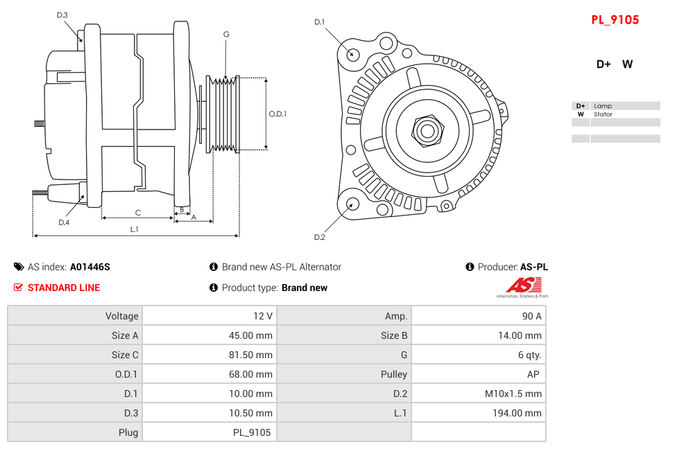 Brand new AS-PL Alternator