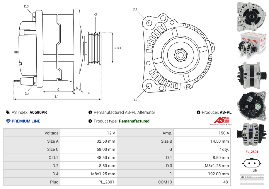 Remanufactured AS-PL Alternator