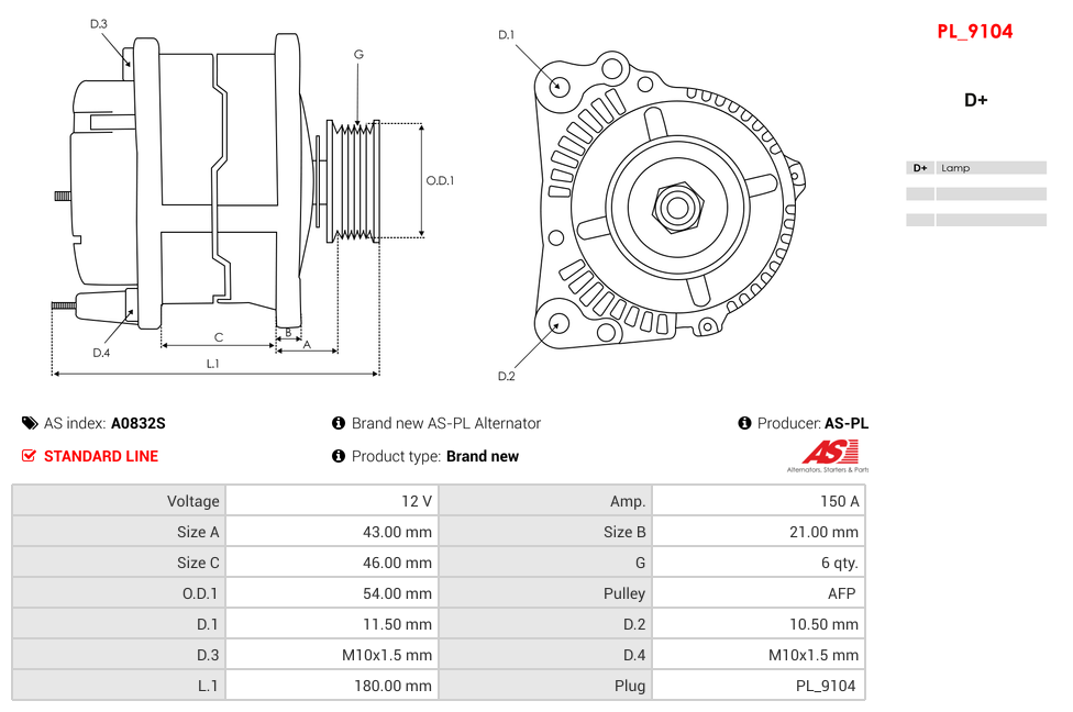 Brand new AS-PL Alternator