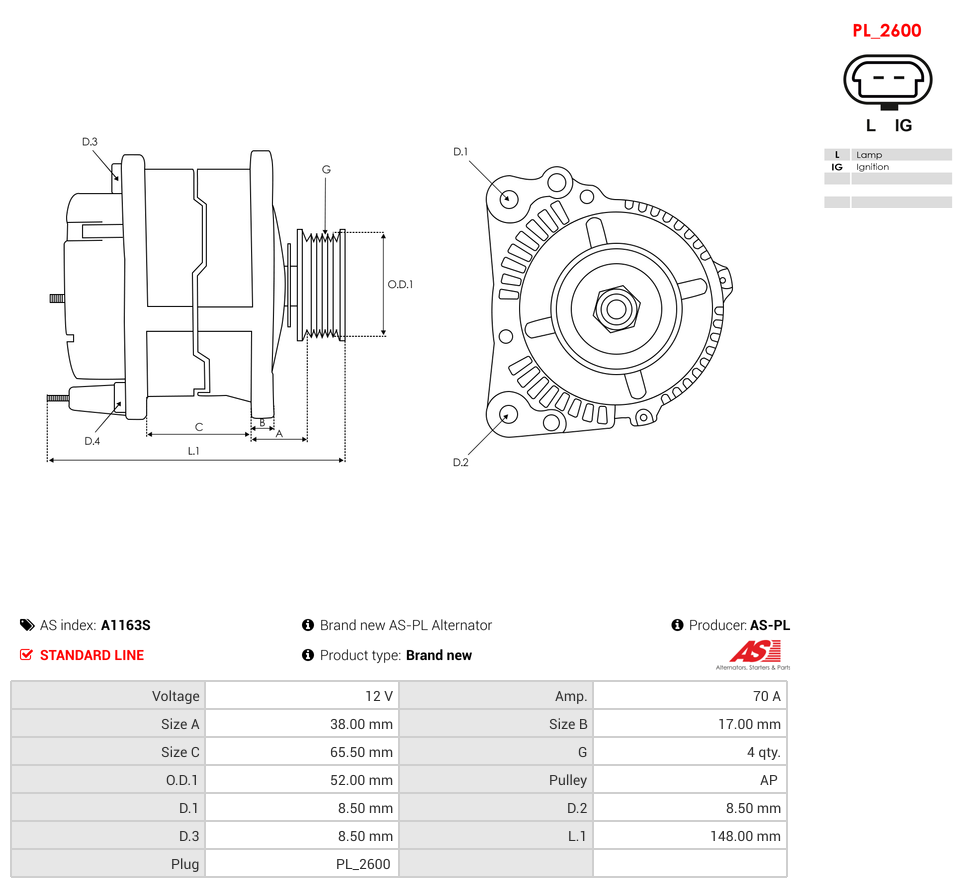 Brand new AS-PL Alternator