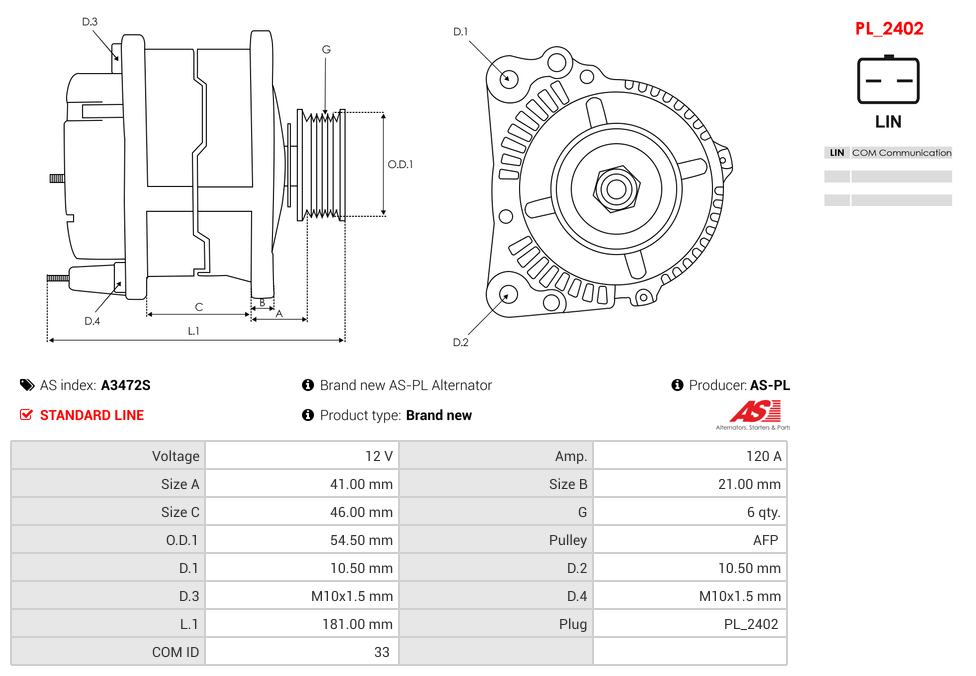 Brand new AS-PL Alternator