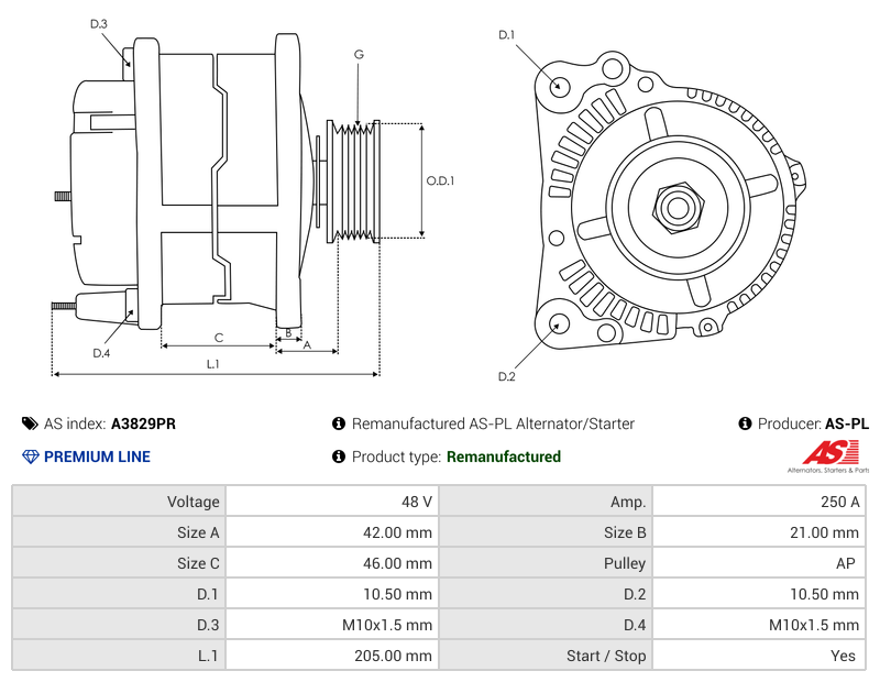Remanufactured AS-PL Alternator/Starter