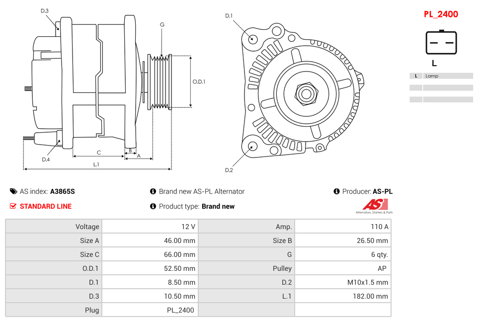 Brand new AS-PL Alternator