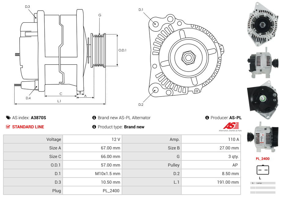 Brand new AS-PL Alternator