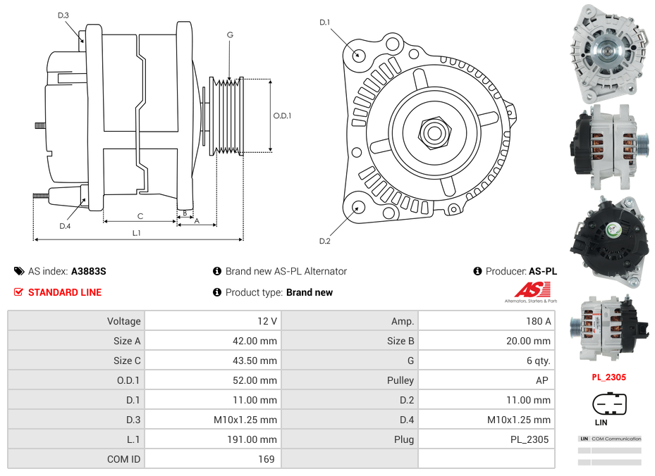 Brand new AS-PL Alternator