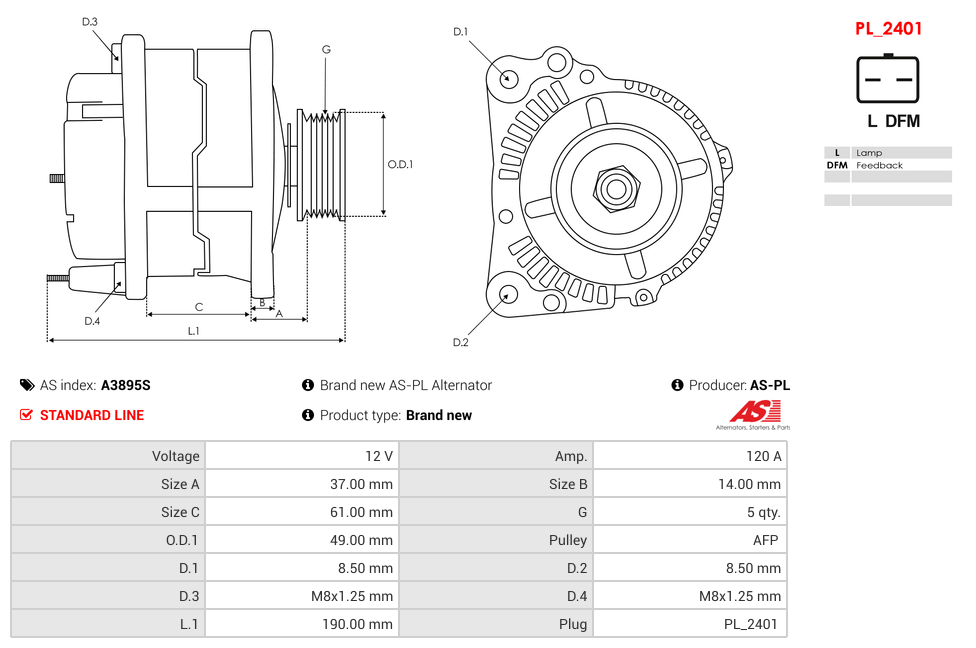 Brand new AS-PL Alternator