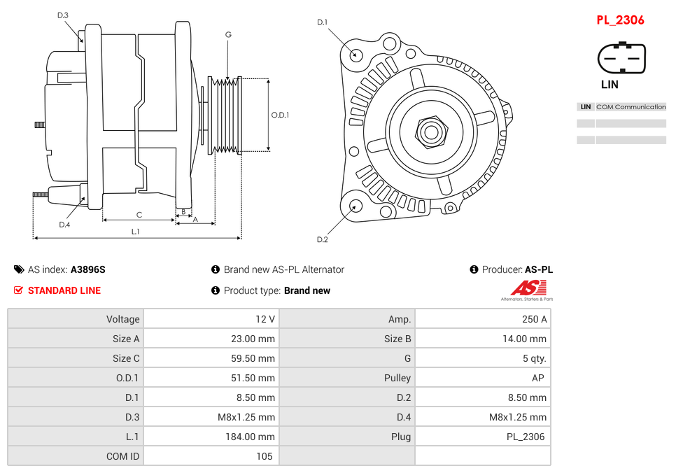 Brand new AS-PL Alternator