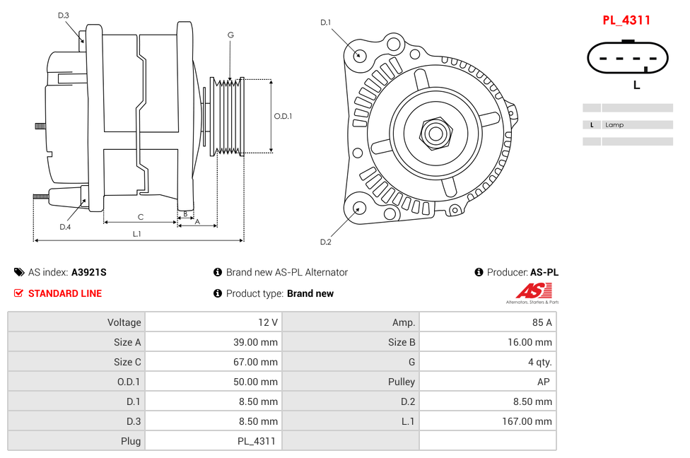 Brand new AS-PL Alternator