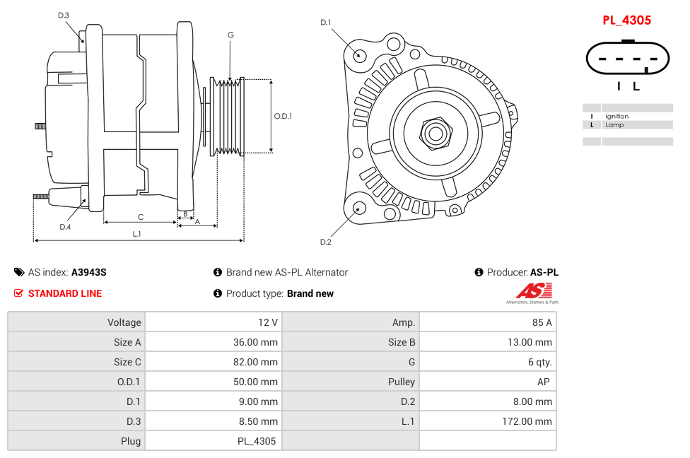 Brand new AS-PL Alternator