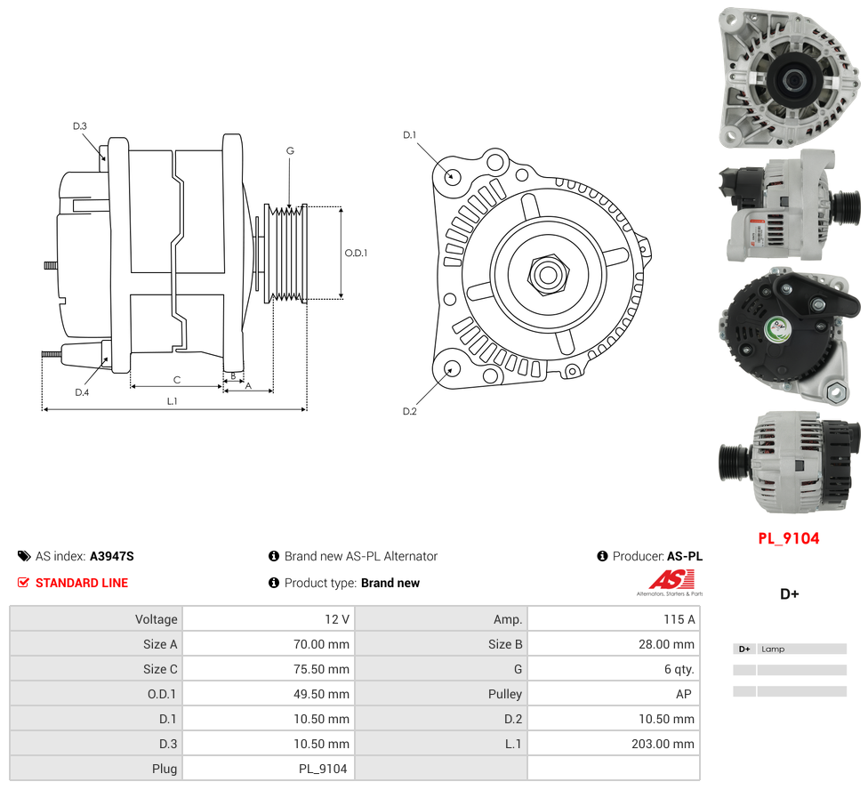 Brand new AS-PL Alternator