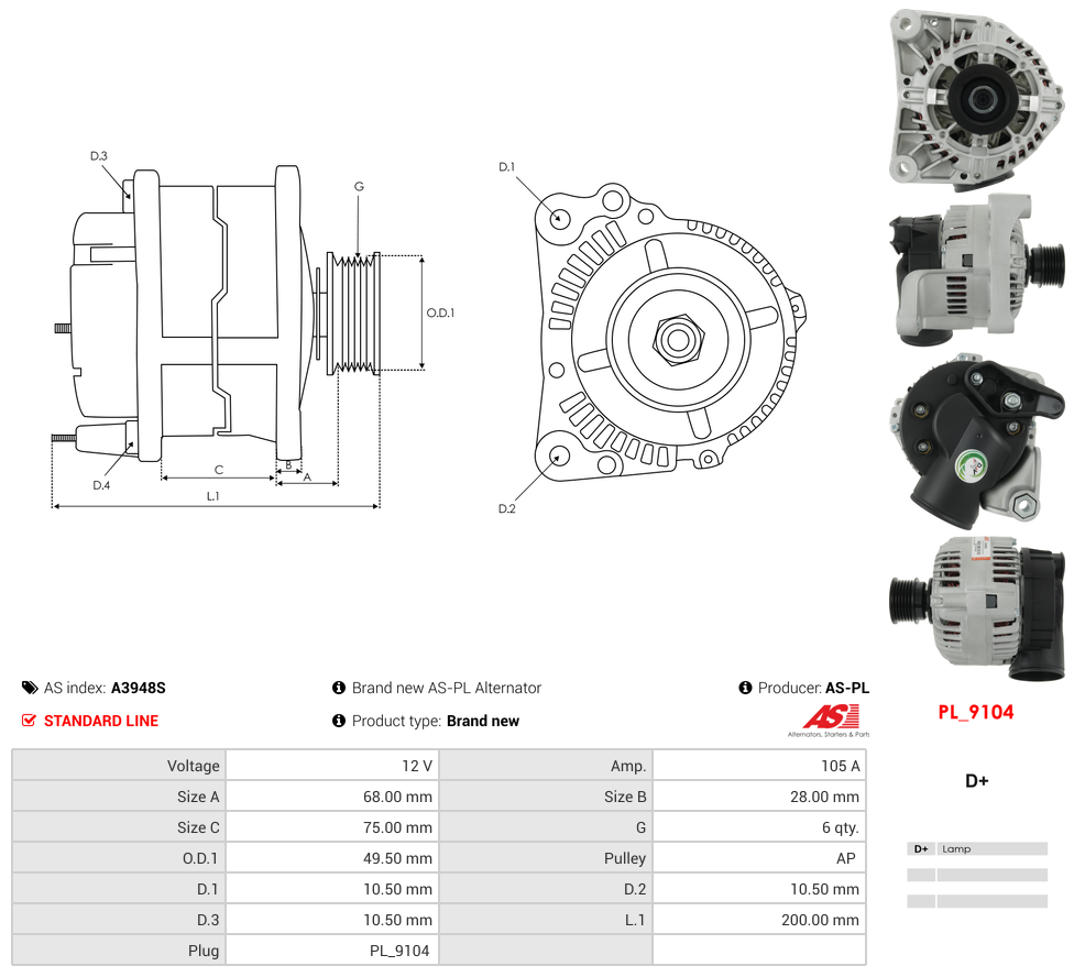 Brand new AS-PL Alternator