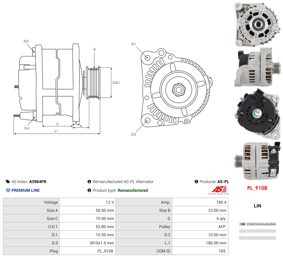 Remanufactured AS-PL Alternator