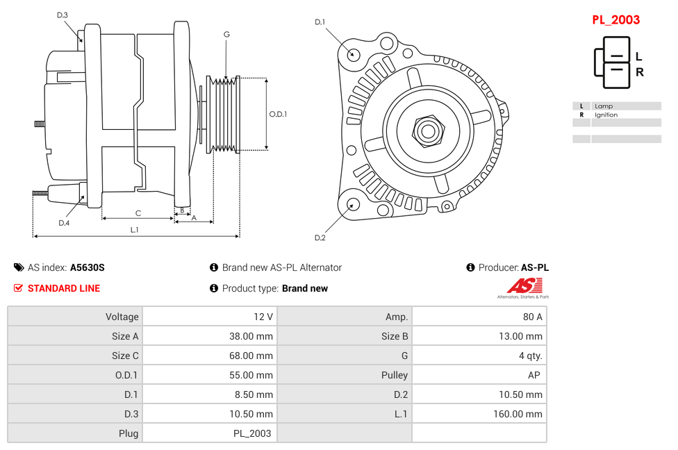 Brand new AS-PL Alternator