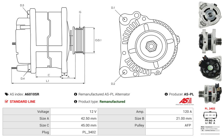 A6010SR AS-PL C-Max 1.6 TDCi, C-Max 2.0 TDCi, Fiesta 1.6 TDCi, Focus 1.6 TDCi, Focus 2.0
