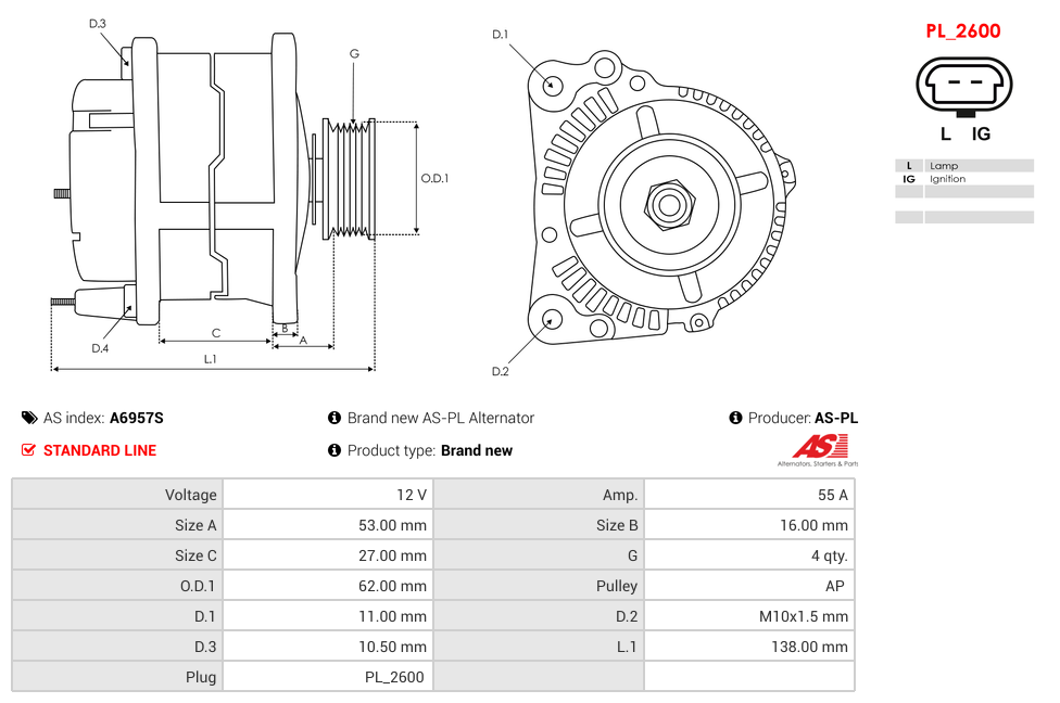 Brand new AS-PL Alternator