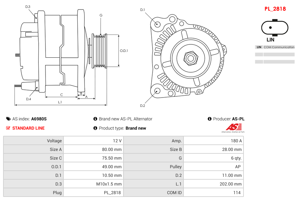 Brand new AS-PL Alternator