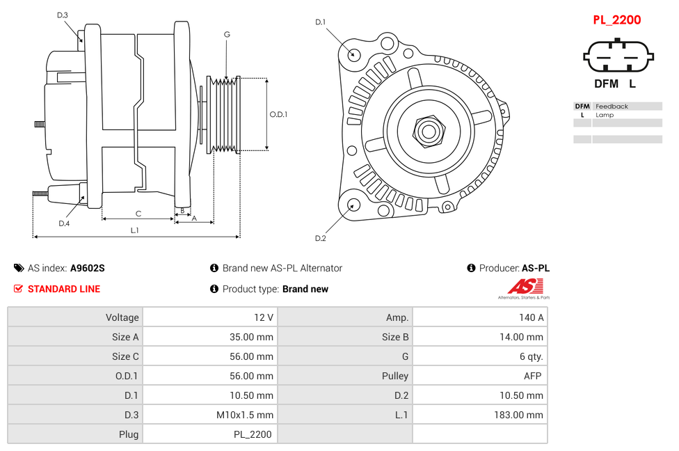 Brand new AS-PL Alternator