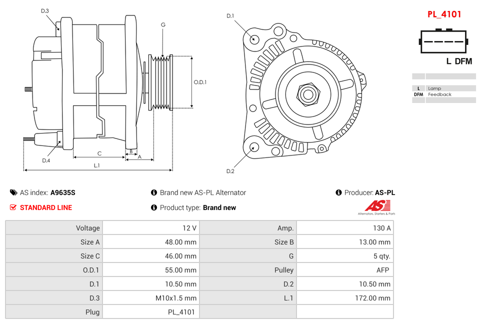 Brand new AS-PL Alternator
