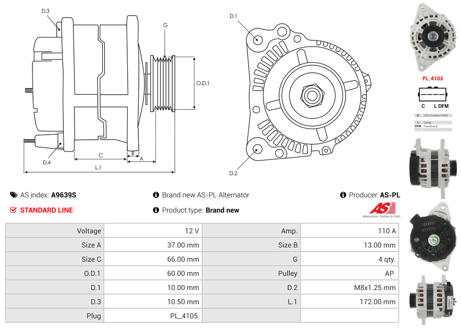 Brand new AS-PL Alternator
