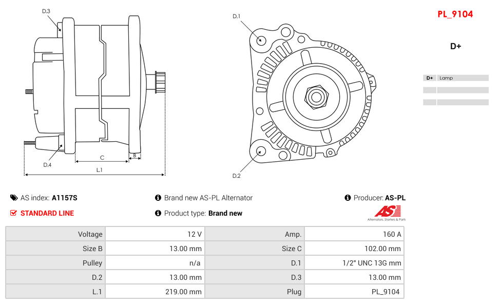 Brand new AS-PL Alternator