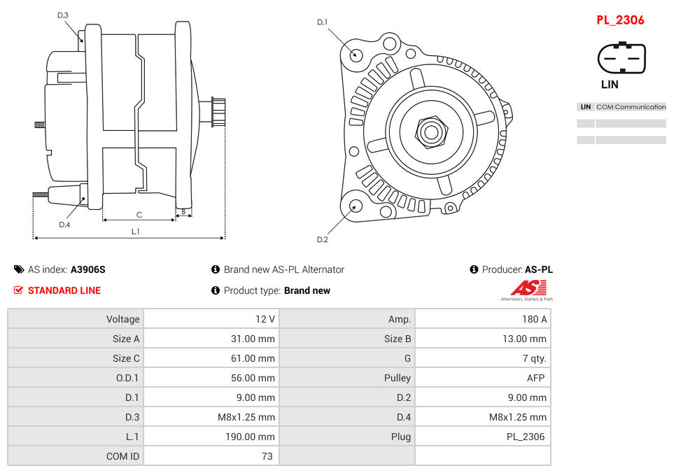 Brand new AS-PL Alternator