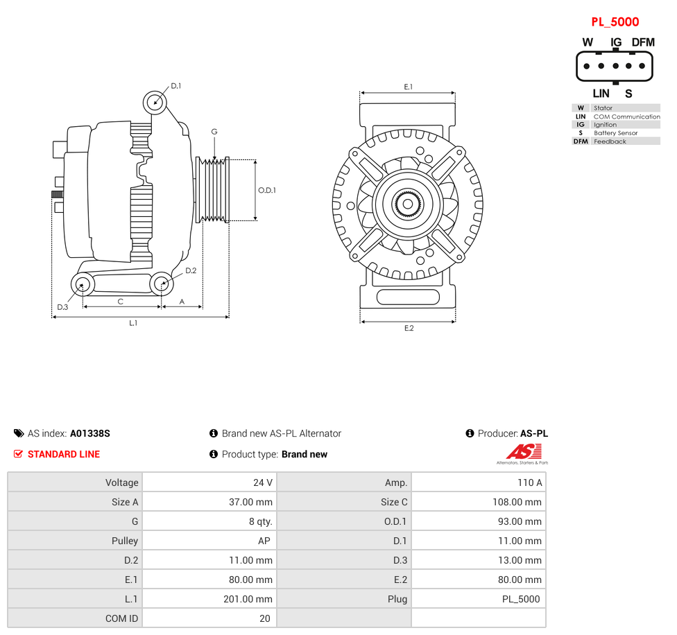 Brand new AS-PL Alternator