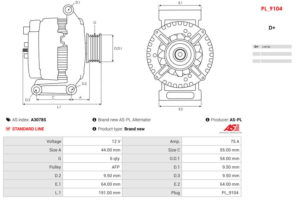 Brand new AS-PL Alternator