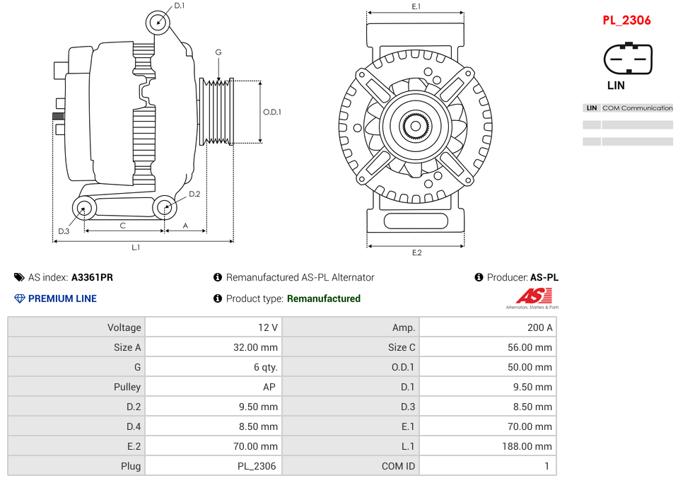 Remanufactured AS-PL Alternator