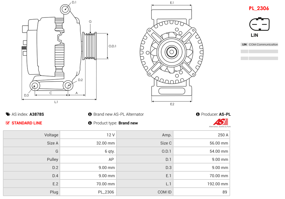 Brand new AS-PL Alternator