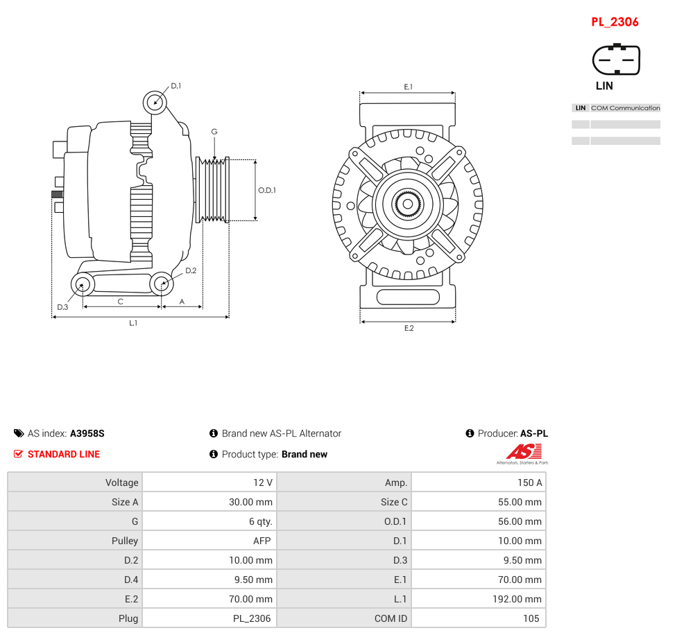 Brand new AS-PL Alternator