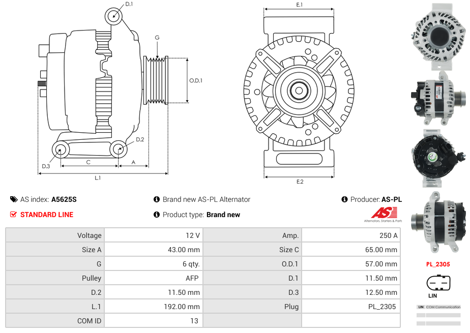 Brand new AS-PL Alternator